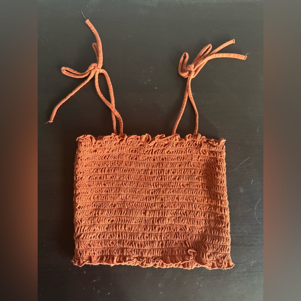 Wild Fable Terracotta Smocked Top